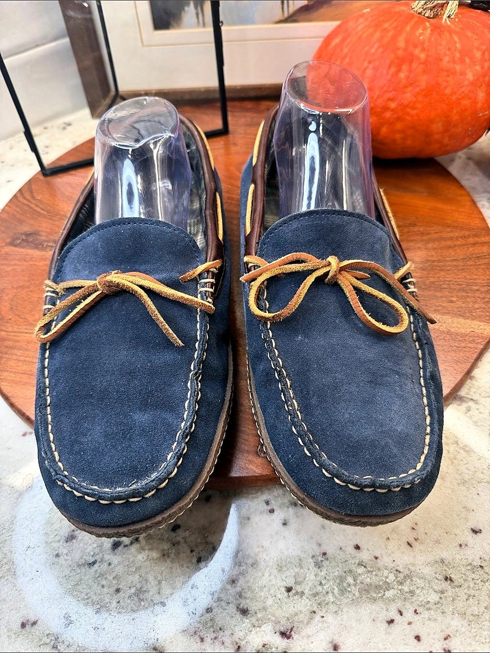 L.L.Bean Wicked Good Slippers Moccasin Blue & Brown